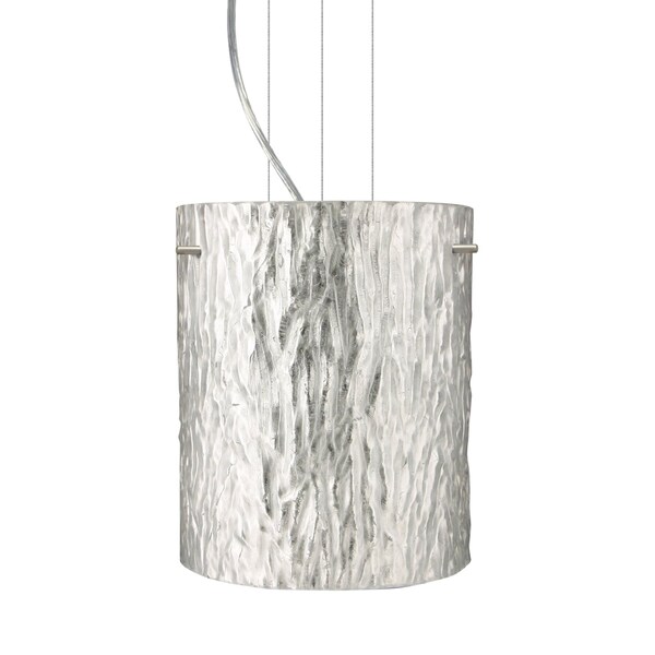 Besa Lighting Tamburo 8 Cable Pendant, Stone Silver Foil, Satin Nickel Finish, 1x100W Incandescent 1KG-4006SS-SN - main